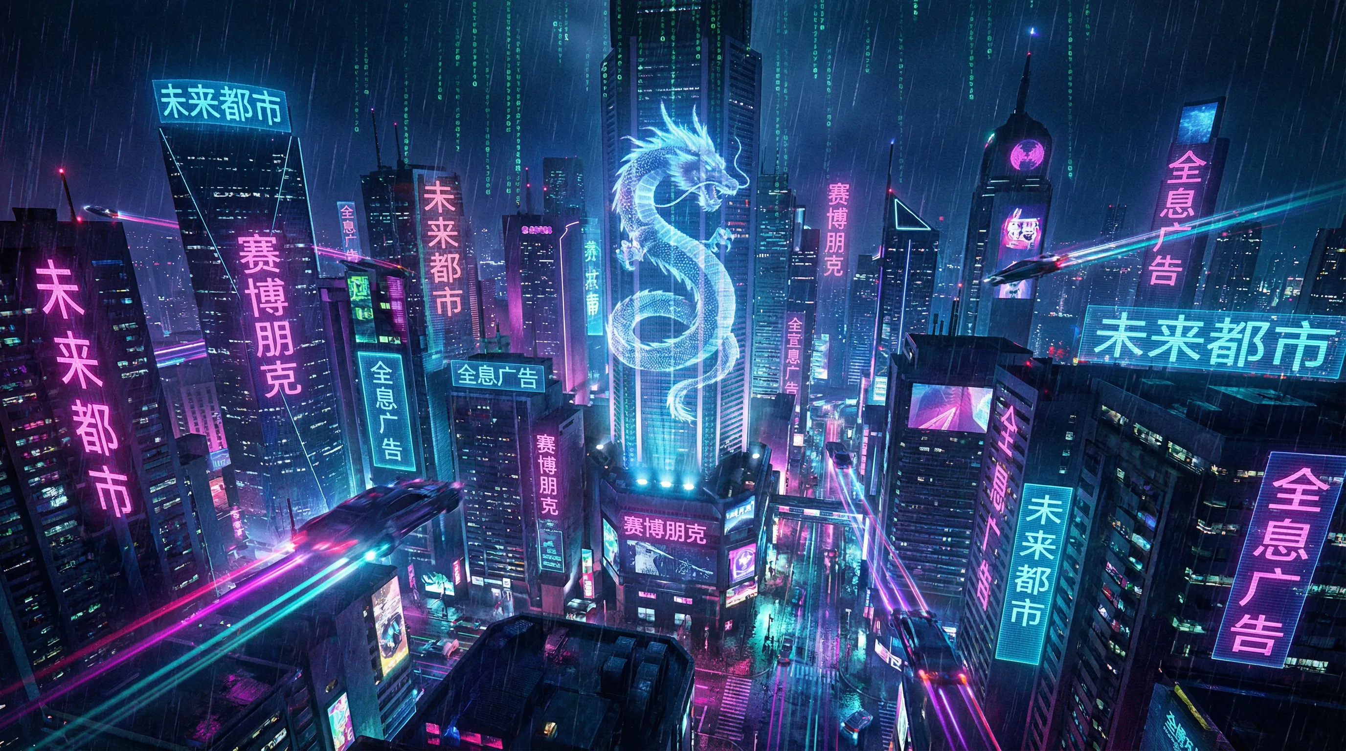 澳门六合霓虹都市赛博朋克城市夜景